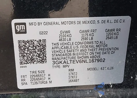 2022 GMC Terrain Awd Sle из США, поврежденный, VIN 3GKALTEV6NL167902